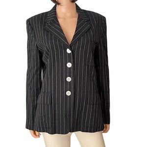 Ralph Lauren Chaps Pinstripe Tailored Blazer Black White